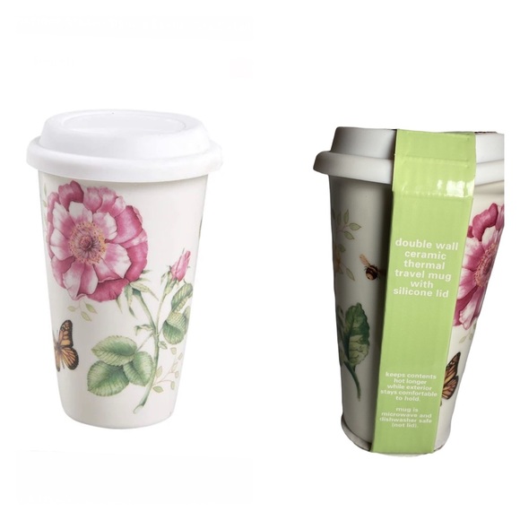 NWT Butterfly Meadow by LENOX Travel Tumbler & Silicone/Plastic Lid - Picture 1 of 7